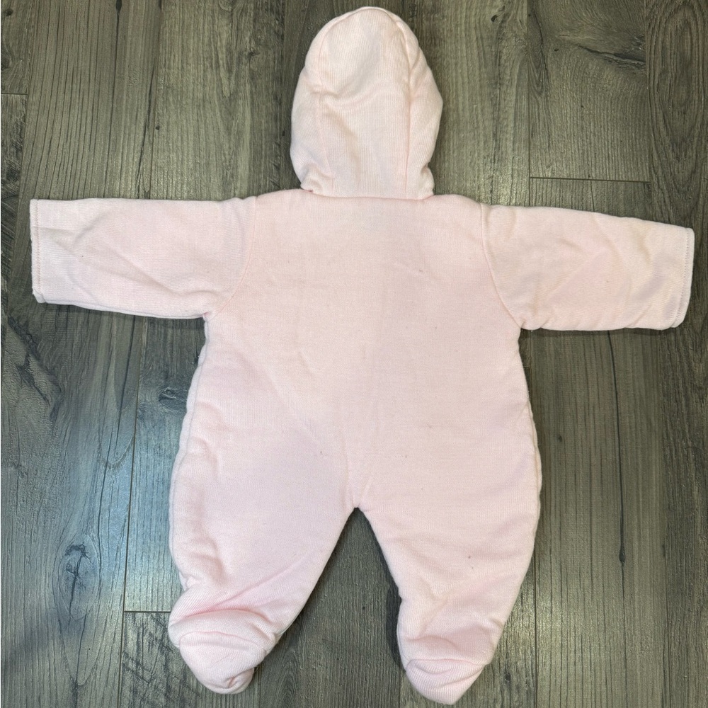 Vintage Friedknit Creations Pink Hooded Baby Bunting. Flawed. Size 3 Months. - Picture 4 of 6